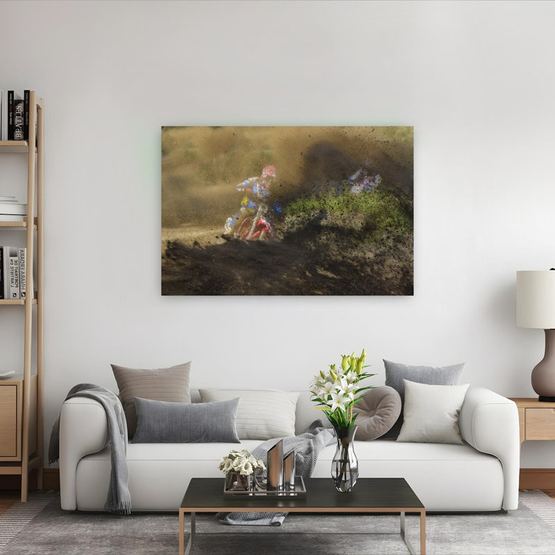 Impression d'art mural d'architecture contemporaine Motocross Dirt Kick Up, 40" H x 60" W