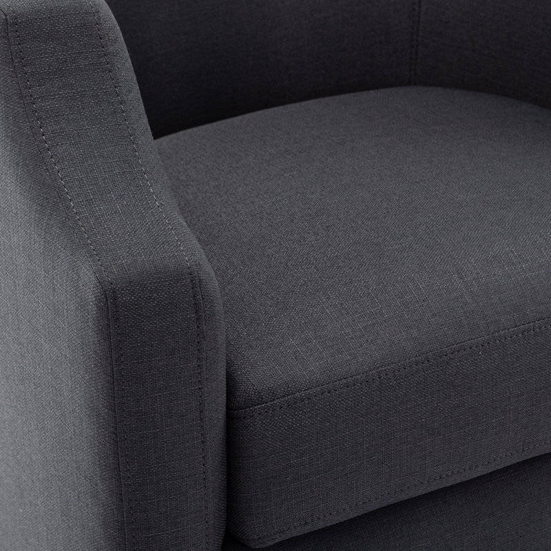 Debbie Polyester Swivel Barrel Chair, Gray 100% Polyester