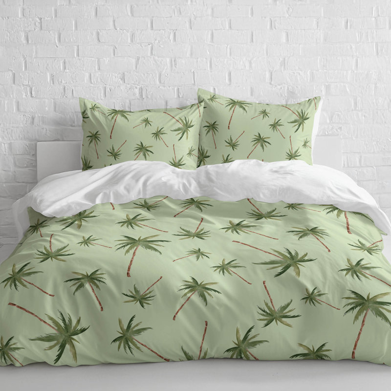 Summer Palms 3- Piece Decorative Lightweight Comforter Set, King Comforter + 2 King Pillowcases, Lime