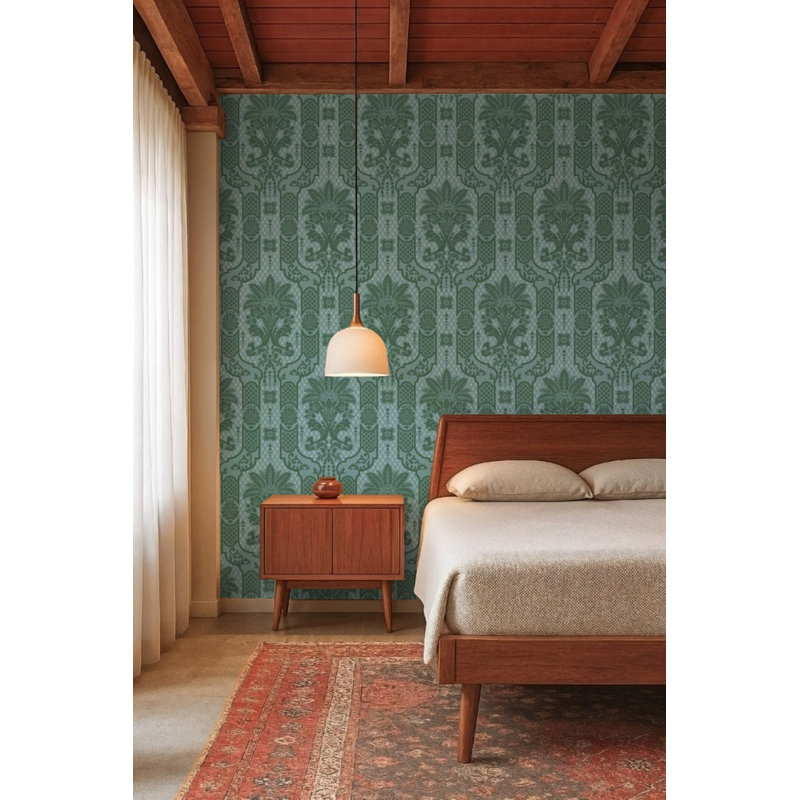 Columnar Bloom - Wallpaper, Blush Linen, Faux Grasscloth