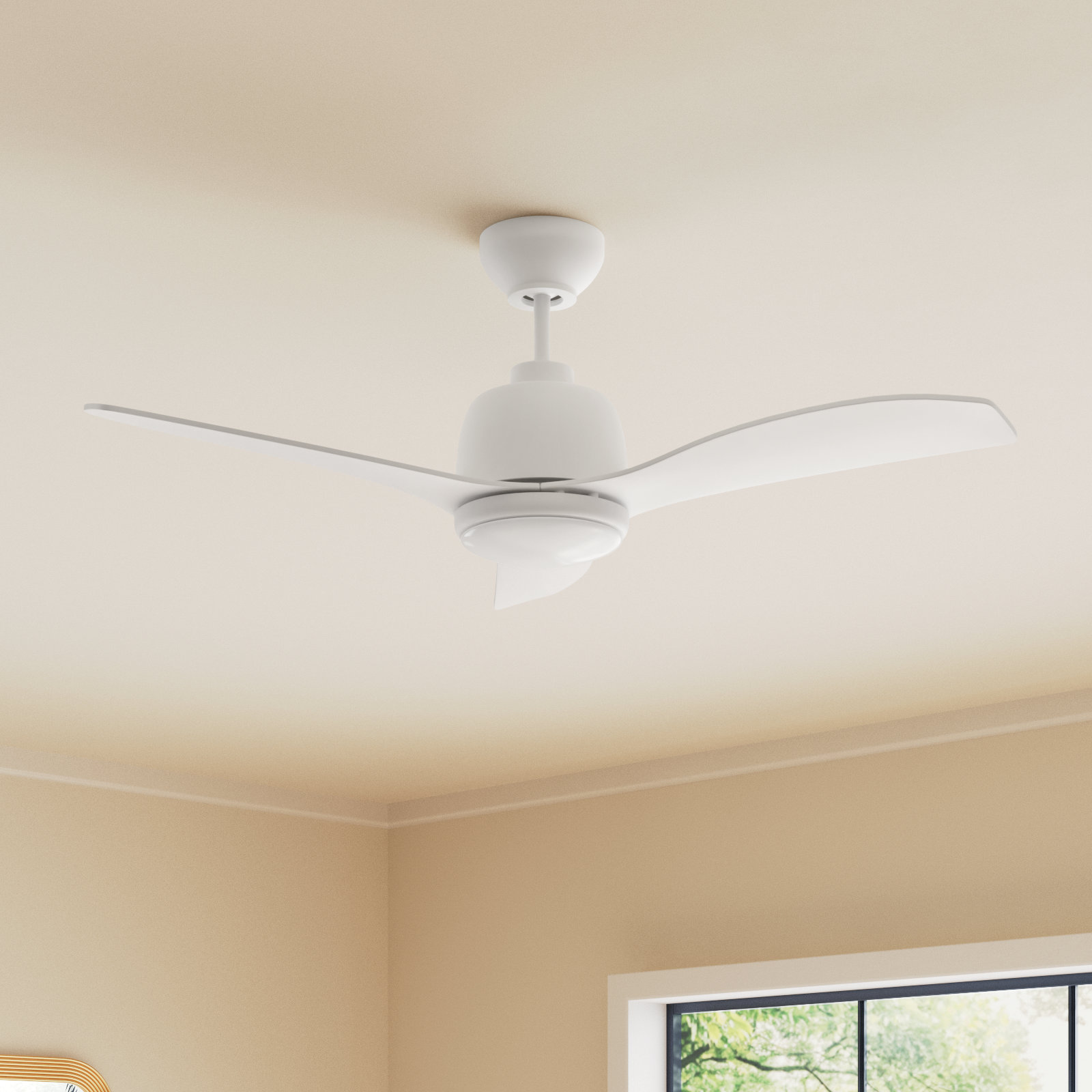 44'' Ceiling Fan with LED Light Kit, 12.18" H x 44" W x 44" D, White, White