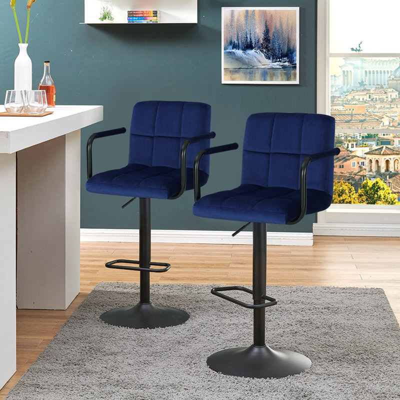 Tabouret de bar Amjed, Bleu foncé