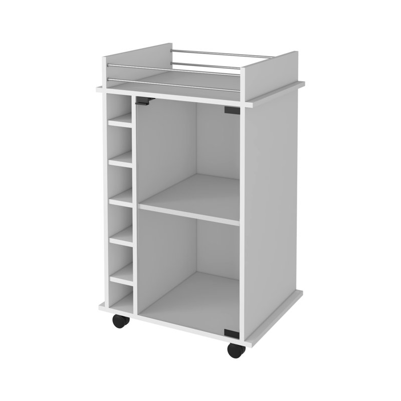 Savannah 6-Bottle 3-Shelf Bar Cart, White
