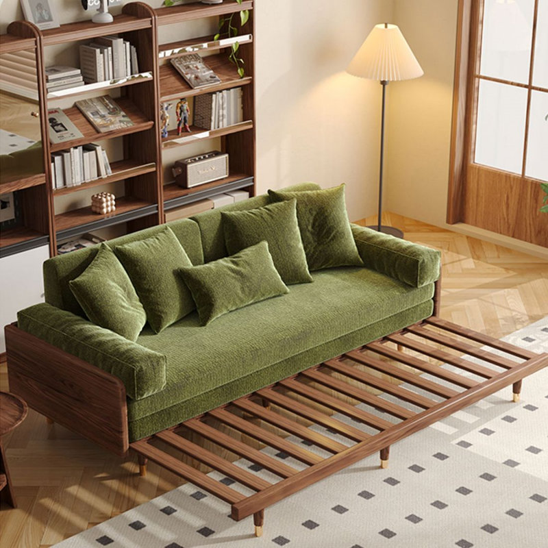 Causeuse-lit en chenille verte, 93.31"W*33.46"D*31.5"H
