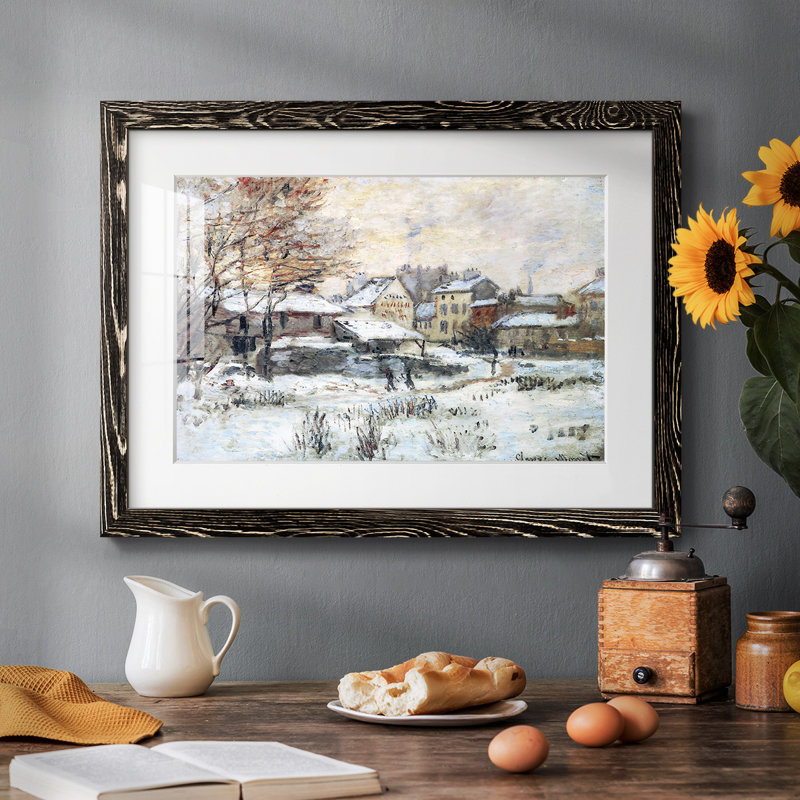 Effet de neige avec soleil couchant, 1875 - Art mural mural mat et encadré sous verre acrylique, grand salon, Noir