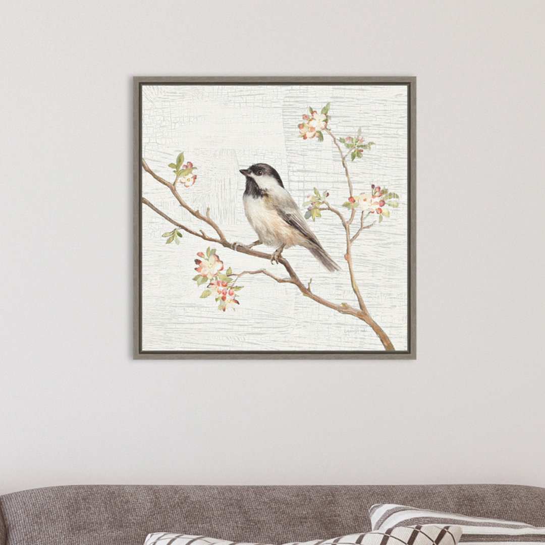 " Black Capped Chickadee Vintage " by Danhui Nai Painting Print Red Barrel Studio®