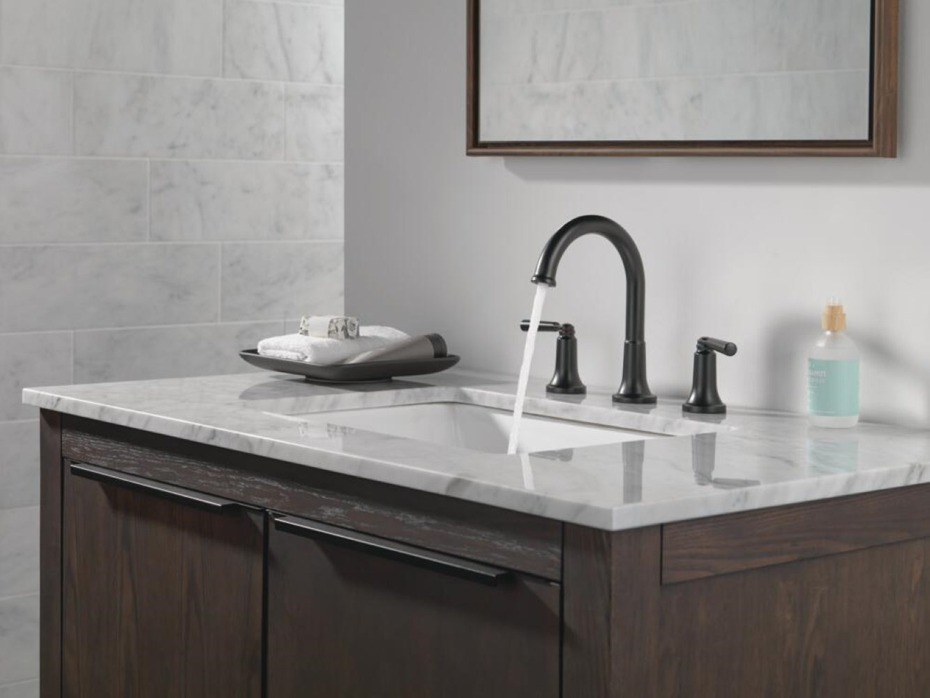 Saylor™ Widespread Bathroom Faucet with Drain, Matte Black