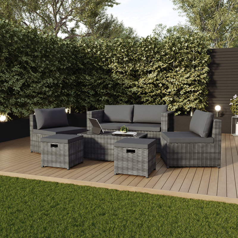 6 - Piece 6 - Person 48Cm L Outdoor Dining Set, UKFR Certified, Grey
