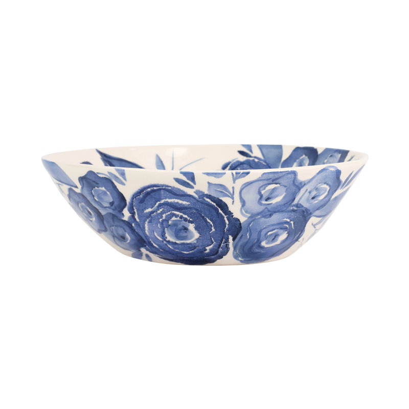 Blue Camellia Ceramic Serving Bowl