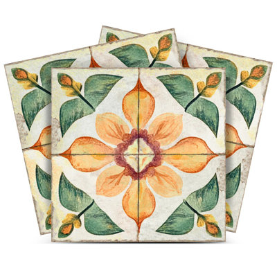 8" x 8" Floral Vinyl Peel and Stick Mosaic Tile