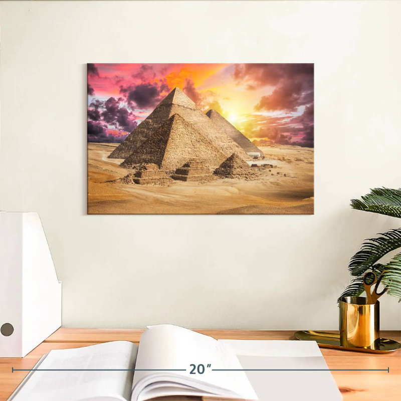Pyramides d'Adella Gizeh, ciel coucher de soleil, H 8 po x l 12 po