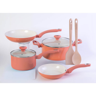 Martha Stewart Everyday Rexford 8 Piece Aluminum Cookware Set W/ Kitchen Tool