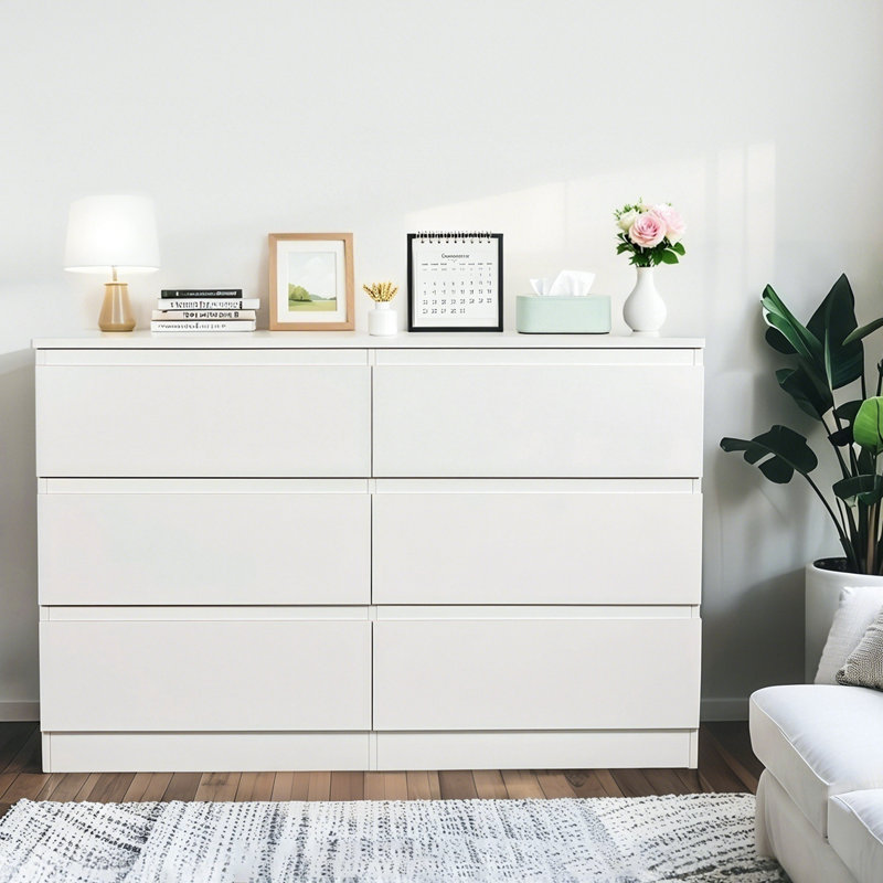 Commode 6 tiroirs Modern, Blanc