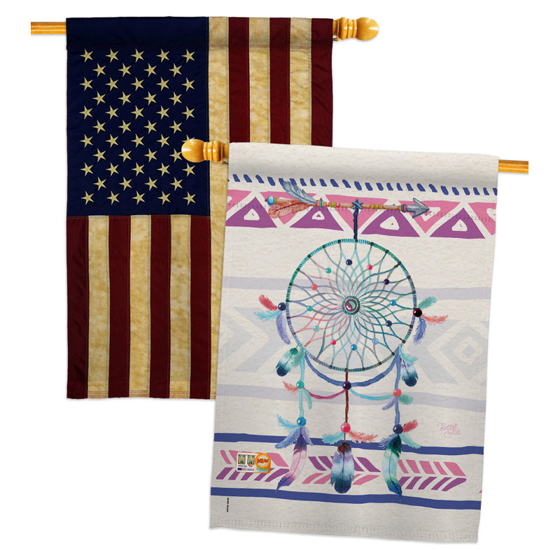 Drapeau de maison en polyester à 2 côtés Dreamcatcher 3 pi 3 po x 2 pi 3 pi