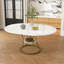 Table de salle à manger extensible ronde 43 po pour 4 à 6 personnes, table de cuisine de ferme avec tablette de rangement et base en métal, table en placage de marbre de 43 à 59 pouces, grande table ronde pour la maison (sans chaises)