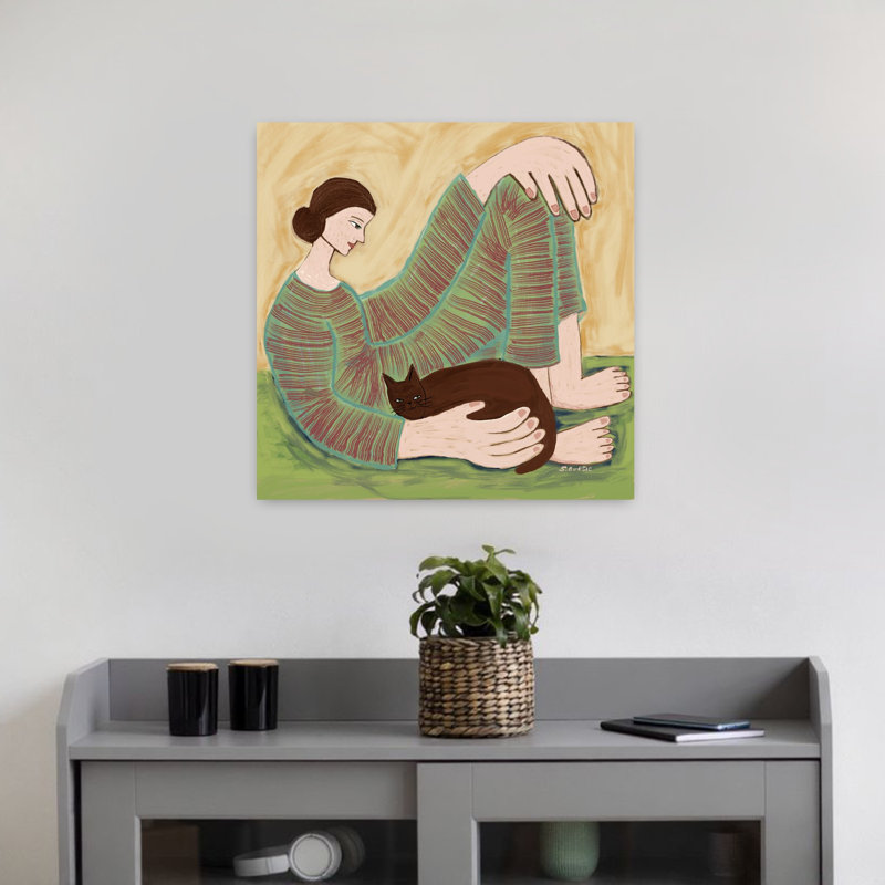 Art contemporain, impression de chat contemporain impressionniste, H 18 po x l 18 po