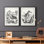 Linocut style Seabird I-Premium, reproduction encadrée prête à accrocher - aucun clou requis - aucun clou requis