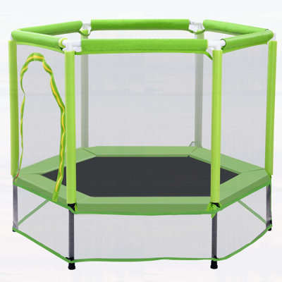 55'' Toddlers Trampoline with Safety Enclosure Net and Colorful Balls for Indoor and Outdoor Fun