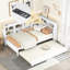 Lit de jour simple avec lit gigogne, tablette de rangement et charge, blanc, bois de pin, matelas de 6 po, 7 lattes de lit gigogne, fonction élégante de charge blanche, tablette double couche, cadre, capacité de charge de 10 livres, capacité de 350 lb-130155717-130155716