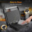 YASHE 1200W Panini Grill Press 2‑Slice Sandwich Maker