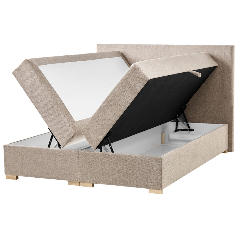 Upholstered Bed with Mattress, European Double (140 x 200 cm), Taupe