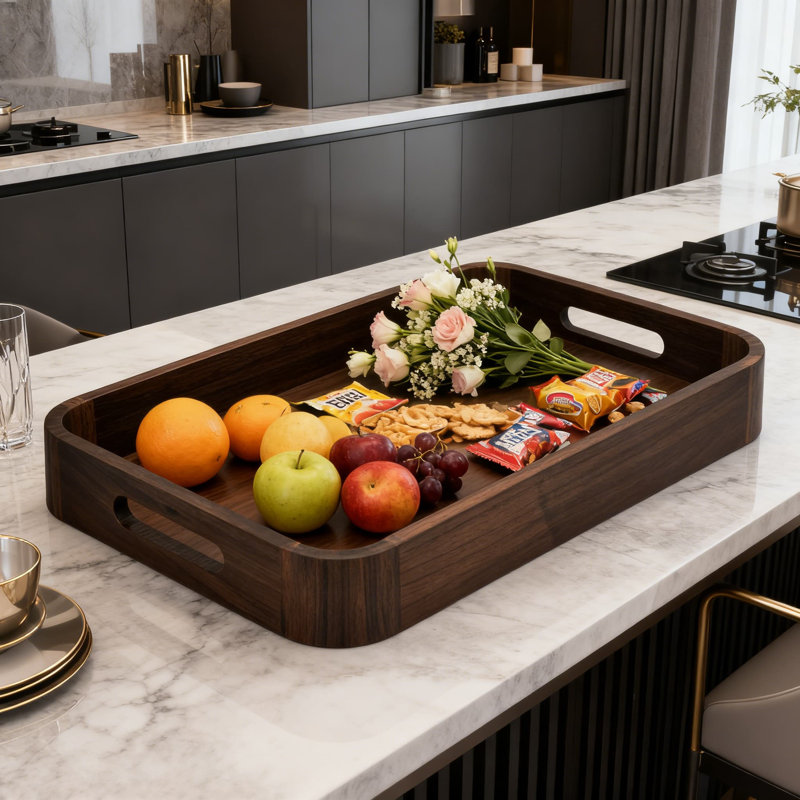Walnut Wood Tray, Elegant Entryway Key Holder And Jewelry Organizer, Stylish Decorative Tray For Vanity And Home Decor