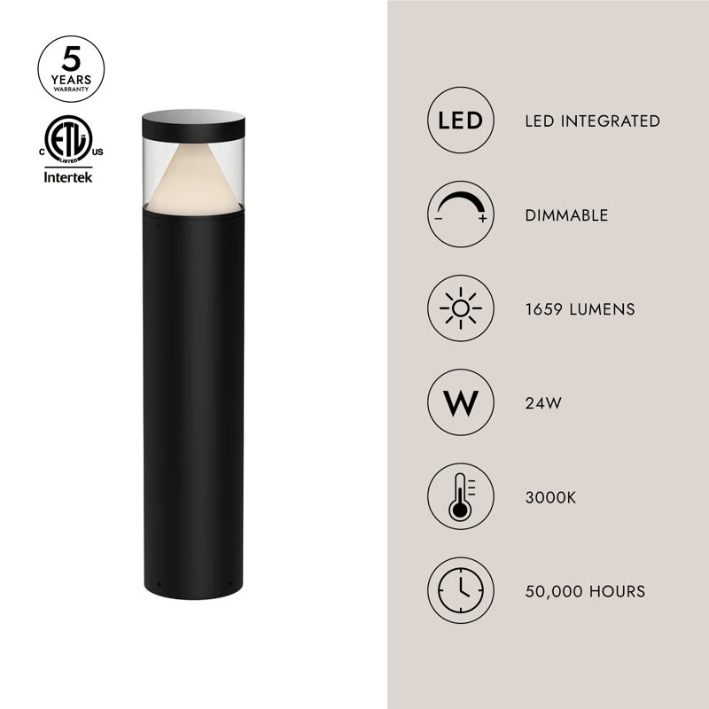 Hanover LED Bollard Light, 29.63" H x 6.38" W x 6.38" D