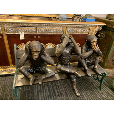 Jaxon Three Wise Monkeys on Bench Statue