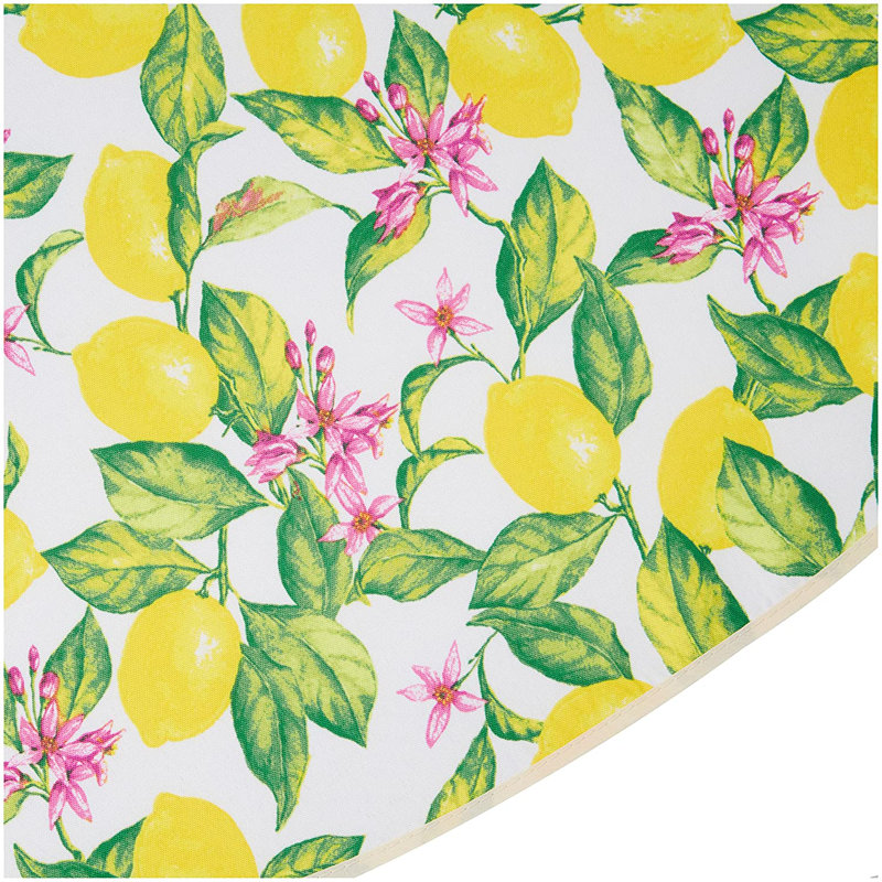 Yellow Floral Citrus Pattern Round Polyester Tablecloth