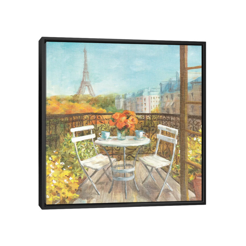 "Sept mois à Paris", reproduction d'art sur toile tendue, H 18 po x l 18 po x P 1,5 po, Toile avec cadre noir, Pas de tapis