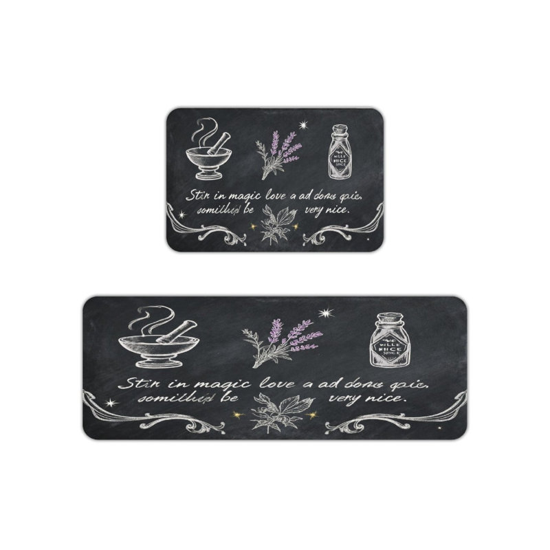 Ensemble de 2 tapis de cuisine noirs et noir pour tapis de cuisine et garde-manger