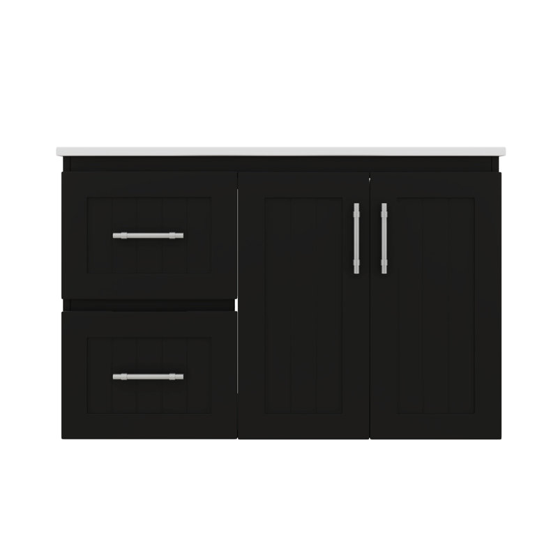 Meuble-lavabo flottant 36 po avec lavabo, unité de rangement murale moderne peinte avec 2 portes et 2 tiroirs, tablette réglable
