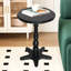 Table de bout ronde en bois 16,18 pouces, table de chevet d'appoint rétro pour la chambre à coucher, noir, couleur distinctive, espace de vie principal facile à assembler, avec motif grain de noyer, pieds élégants,