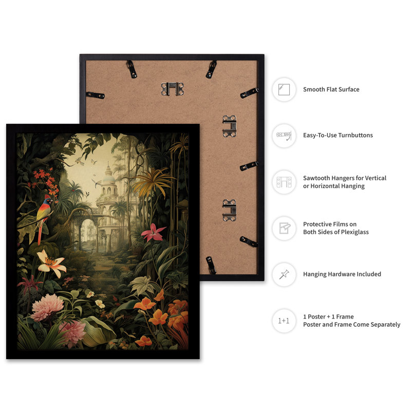 Jungle tropicale, Black Framed, Poster, 11"H x 14"W