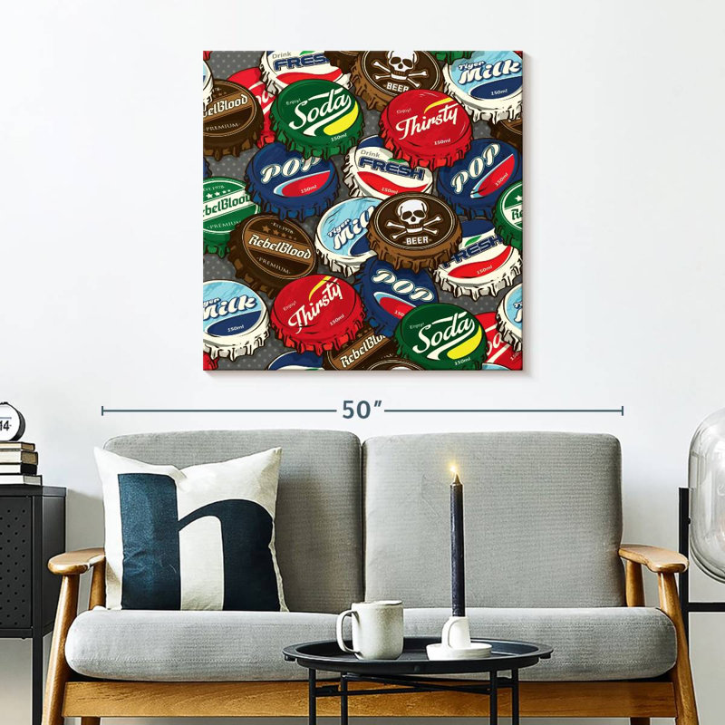 Tergel Soda Bottle Caps, 30" H x 30" W