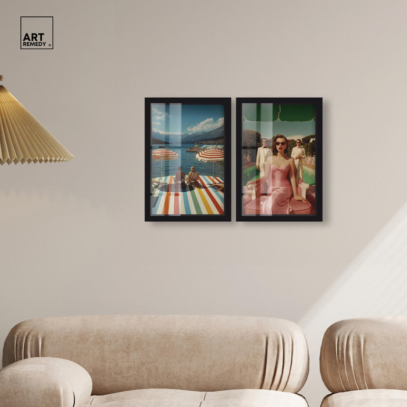 Ensemble de décorations murales rétro et chic avec art-boîte, 10 x 15, H 16 po x l 11 po, Black Frame