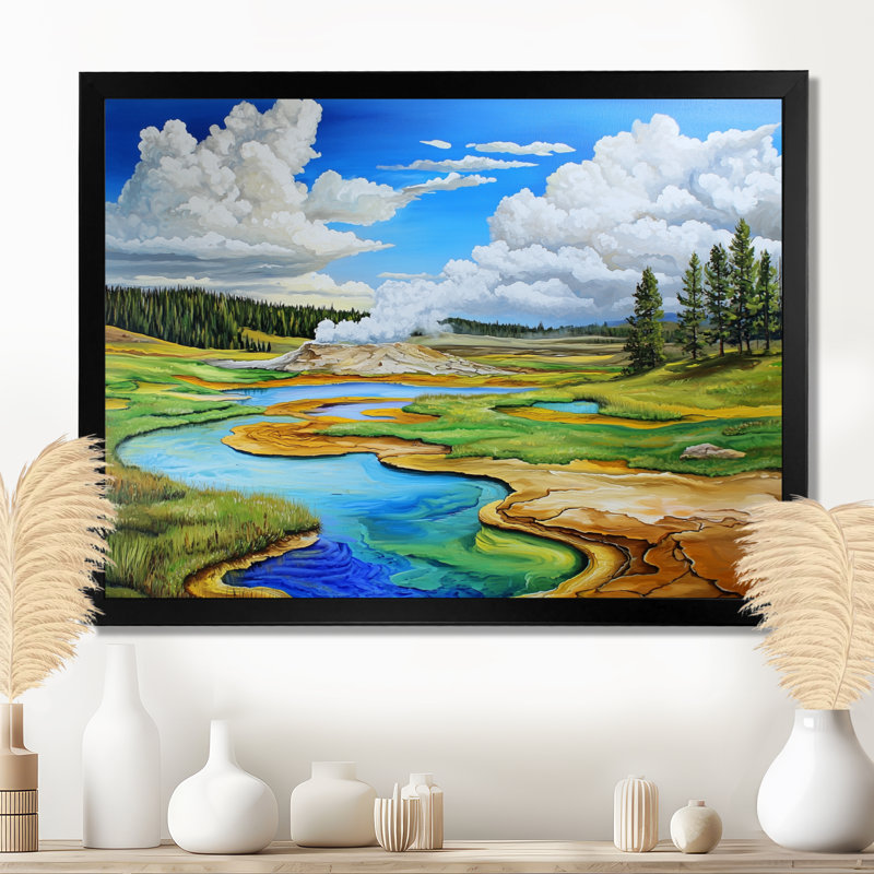 Impression sur toile Yellowstone Majesty Lake I - Wyoming, H 12 po x l 20 po, Noir