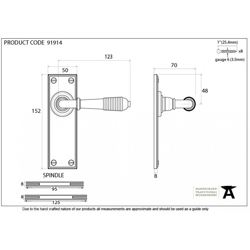 Reeded Lever Latch Set, Polished Bronze