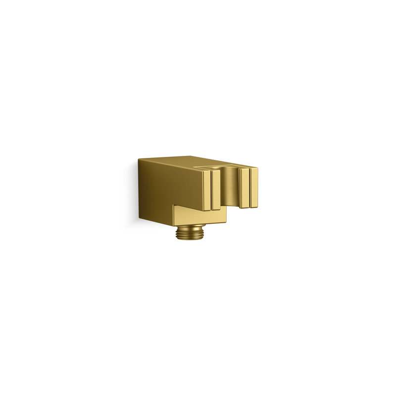 Statement Wall-Mount Handshower Holder With Supply Elbow And Check Valve, Vibrant Brushed Moderne Brass