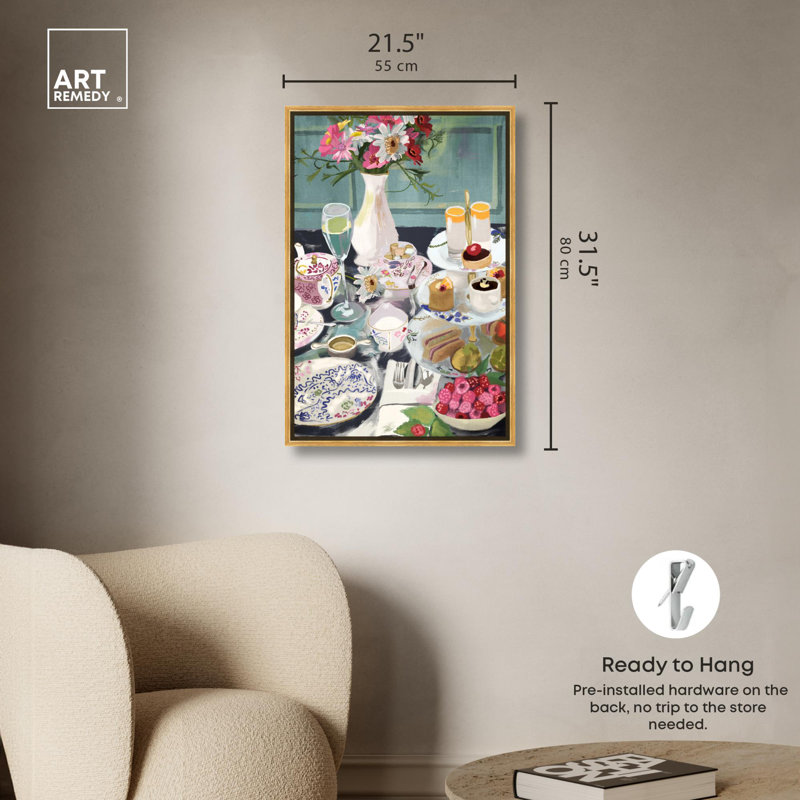 "Aidez-vous à dessiner", reproduction de cuisine sur toile par Art Remedy, Cadre doré, H 31 po x l 21 po