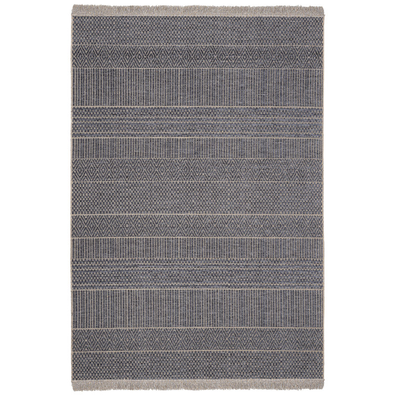 Tapis rectangulaire gris en jute / sisal tissé à la machine Steliya, Rectangle 5 pi 3 po x 7 pi 7 po