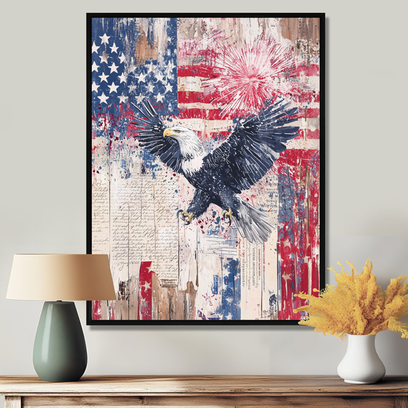 Drapeau patriotique de Djenabou, aigle et drapeau américain, paysage I - aigle, art mural, H 20 po x l 12 po, Noir