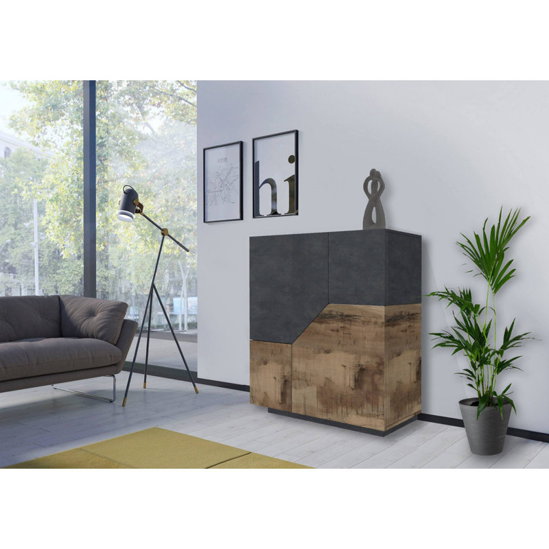 Mattis 100cm Sideboard, Slate/Maple Pereira