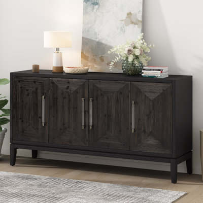 U_STYLE Versatile Four-Door Sideboard With Brushed Doors And Fir Veneer,Featuring Elegant Handles,Perfect For Various Spaces.