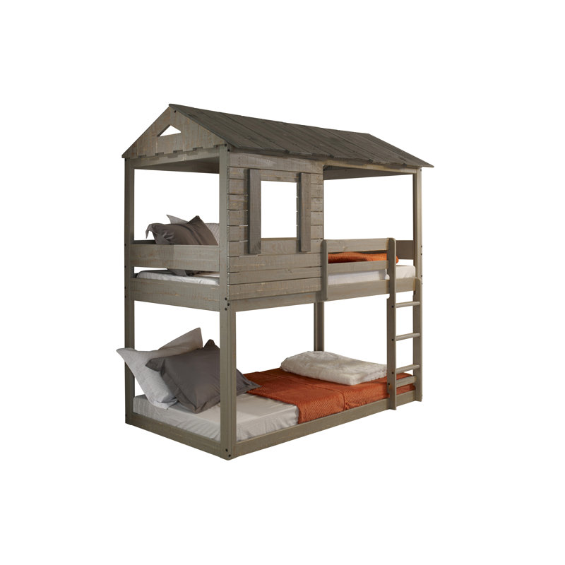 Corso Kids Twin Over Twin Bunk Bed, Rustic Gray