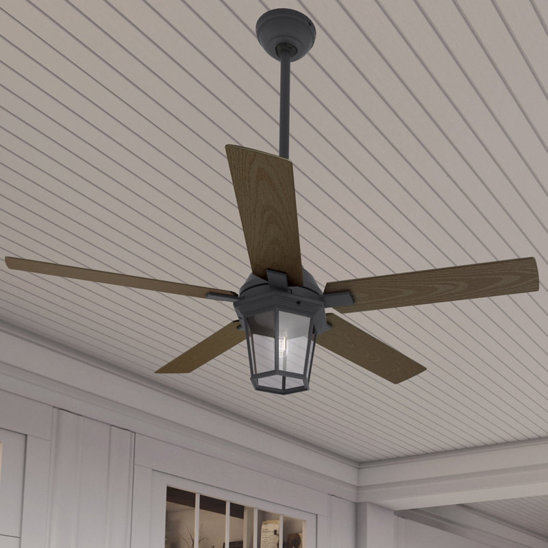52" Candle Bay 5 - Blade Outdoor Standard Ceiling Fan with Remote Control and Light Kit Included