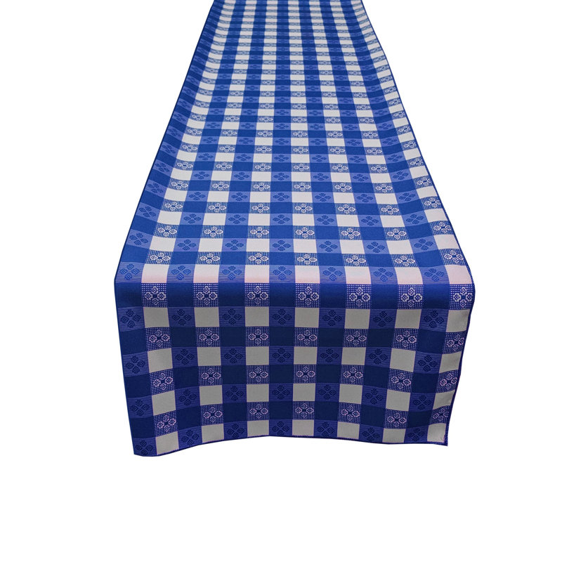 Poplin Tavern Gingham Checkered Polyester Table Runner, Royal Blue, 144" L x 24" W