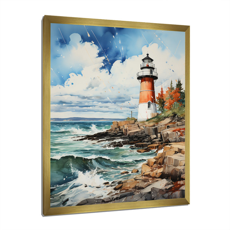 Phare canadien Erfried II, impression sur toile, Cadre photo doré, H 32 po x l 16 po x P 1 po