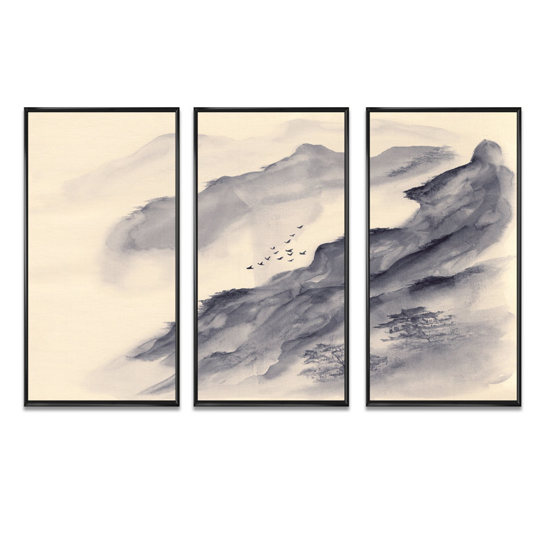 3 pièces, cadre flottant, impression sur toile, Cadre noir, L 36 po x H 28 po