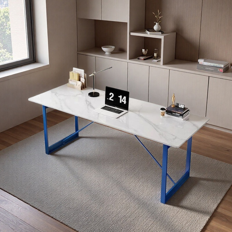 Bureau d'écriture Modern Light, Gris / blanc / bleu, H 29,52 po x l 78,74 po x P 31,49 po